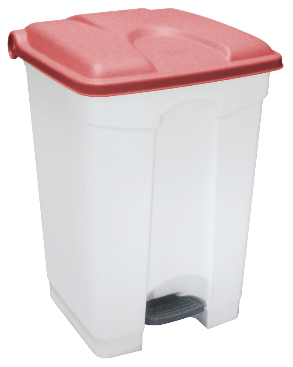 CONTENEDOR 45L blanco tapa roja